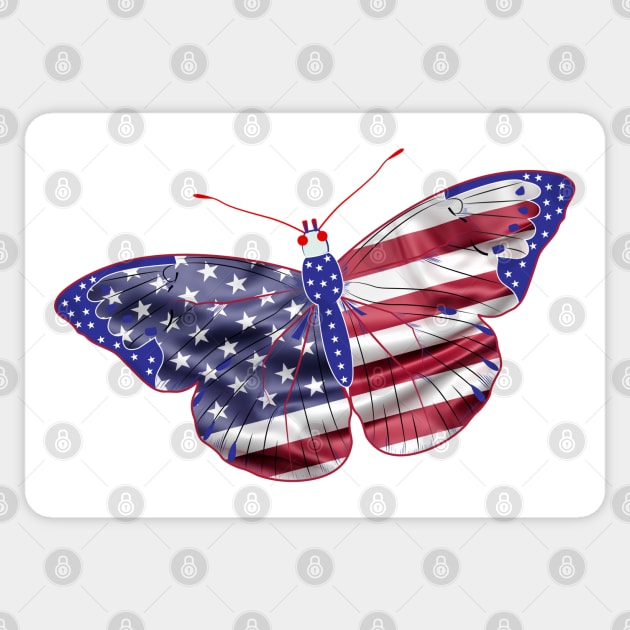 Butterfly American Flag Sticker by Dojaja